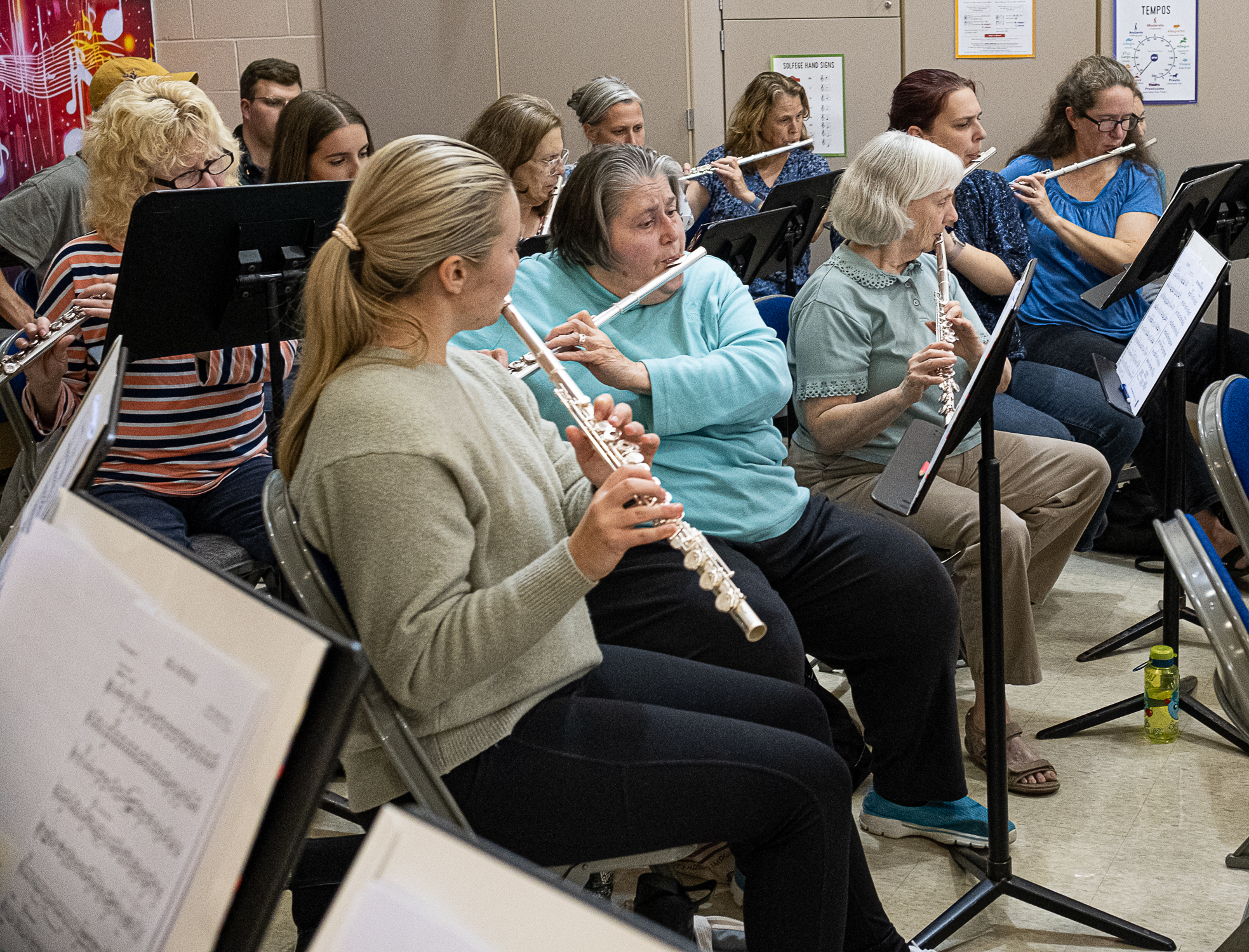SVCB flute section making music together during rehearsal